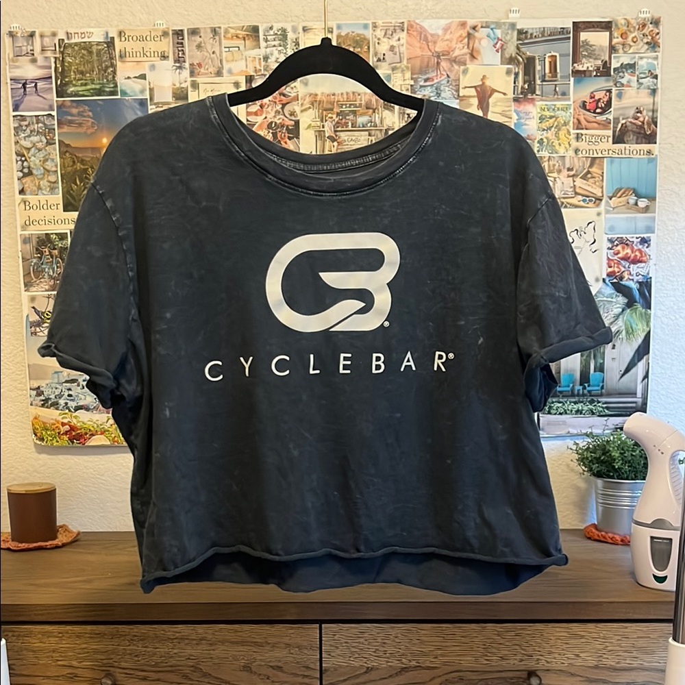 CycleBar Charcoal Acid Wash Cropped Tee